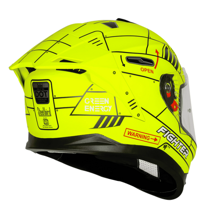 Steelbird Sbh 57 Fighter F6 Black Neon Full Face Helmet