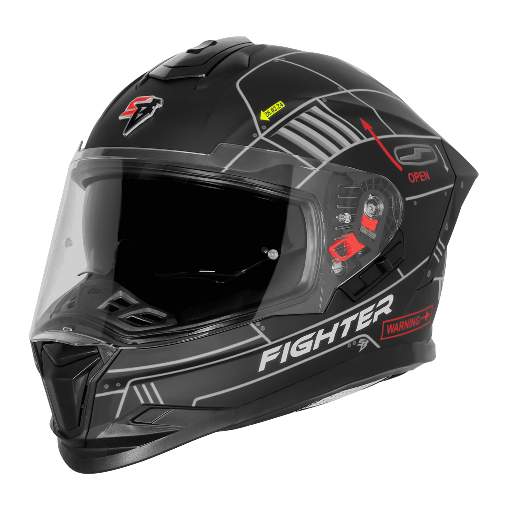 STEELBIRD Sbh 57 Fighter F6 Matt Black Gray Full Face Helmet
