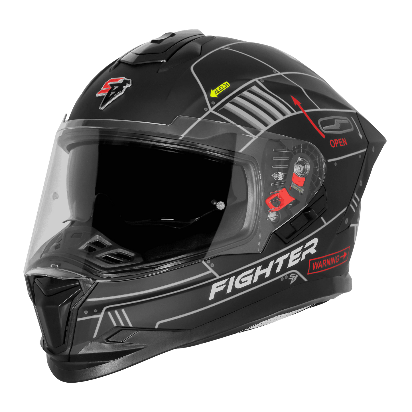STEELBIRD Sbh 57 Fighter F6 Matt Black Gray Full Face Helmet