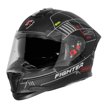 STEELBIRD Sbh 57 Fighter F6 Matt Black Gray Full Face Helmet