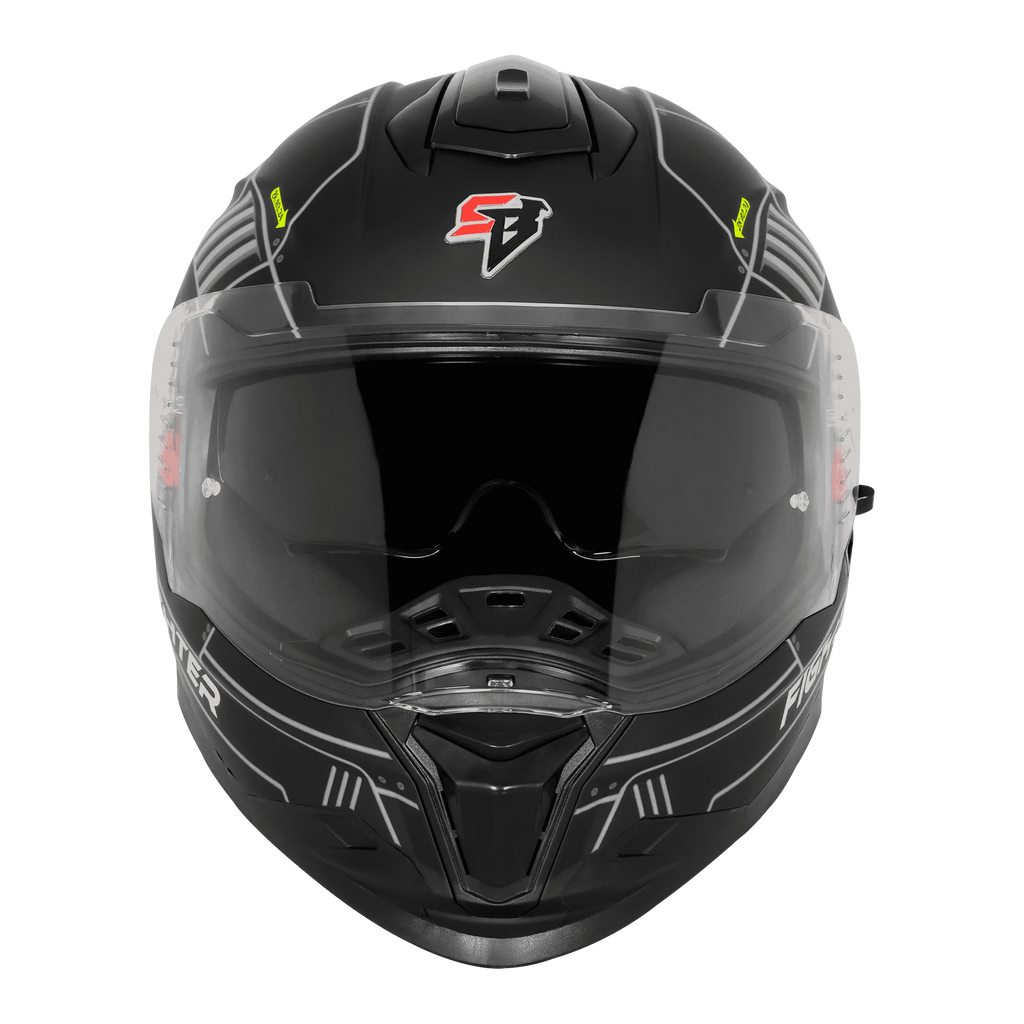 STEELBIRD Sbh 57 Fighter F6 Matt Black Gray Full Face Helmet