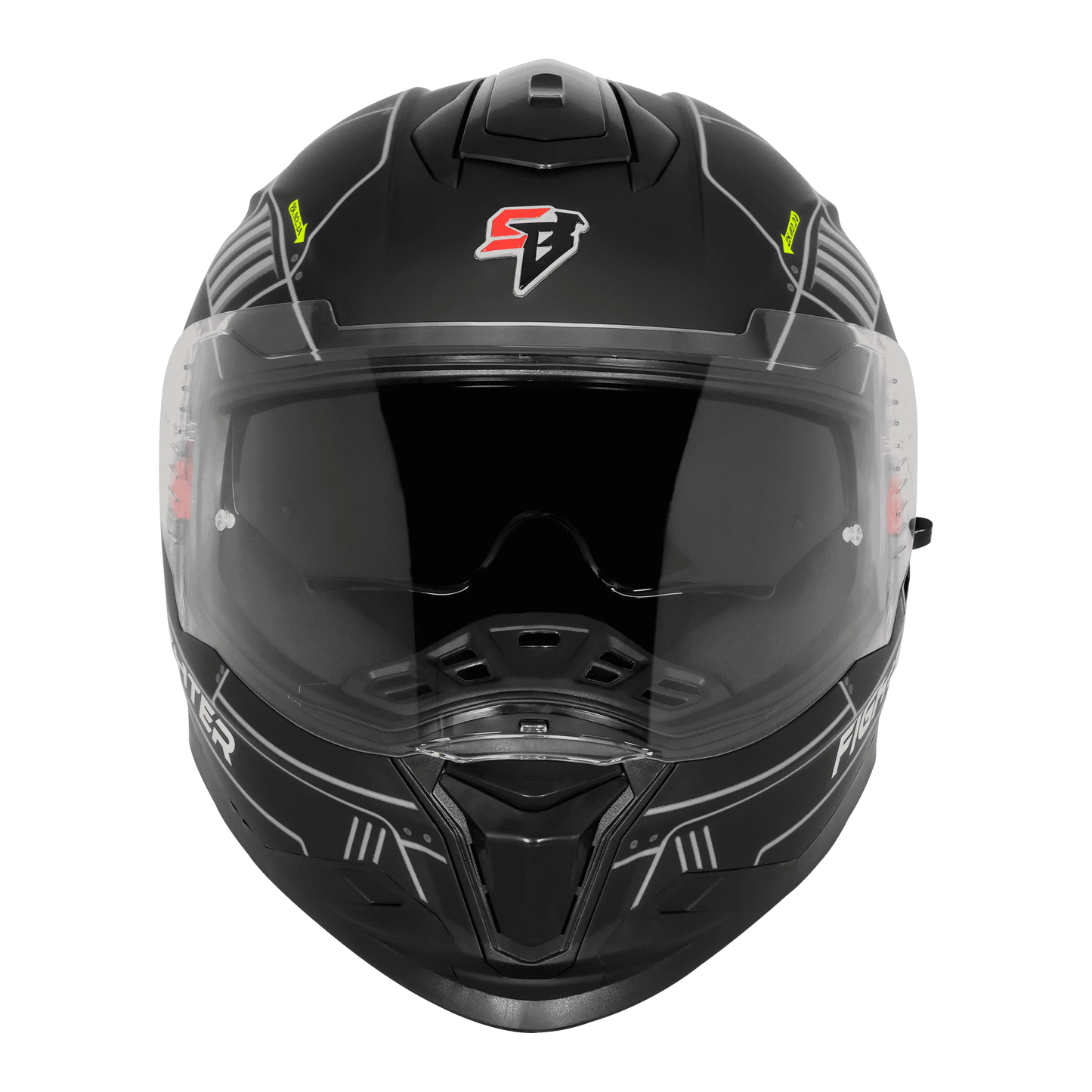 STEELBIRD Sbh 57 Fighter F6 Matt Black Gray Full Face Helmet