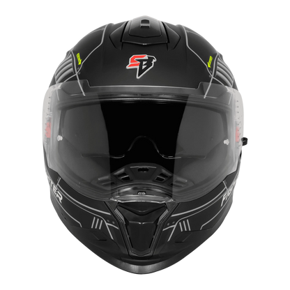 STEELBIRD Sbh 57 Fighter F6 Matt Black Gray Full Face Helmet