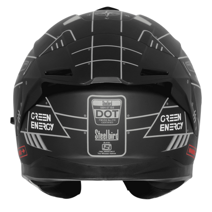 STEELBIRD Sbh 57 Fighter F6 Matt Black Gray Full Face Helmet