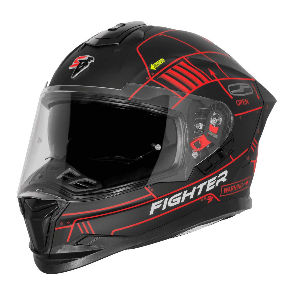 STEELBIRD Sbh 57 Fighter F6 Matt Black Red Full Face Helmet