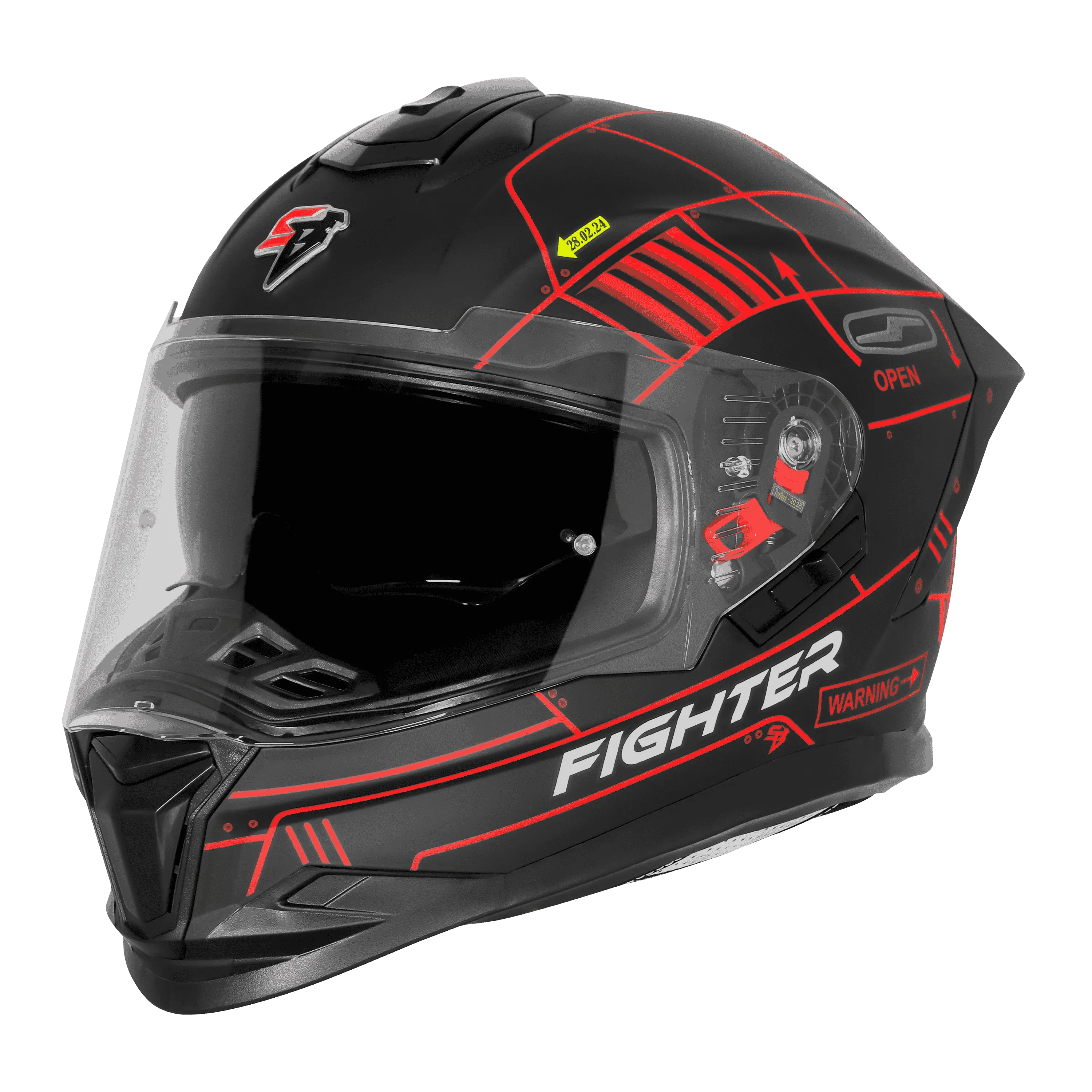 STEELBIRD Sbh 57 Fighter F6 Matt Black Red Full Face Helmet