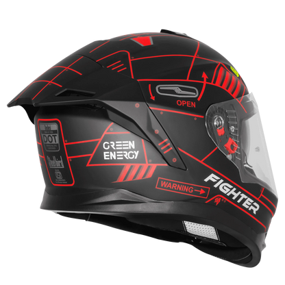 STEELBIRD Sbh 57 Fighter F6 Matt Black Red Full Face Helmet