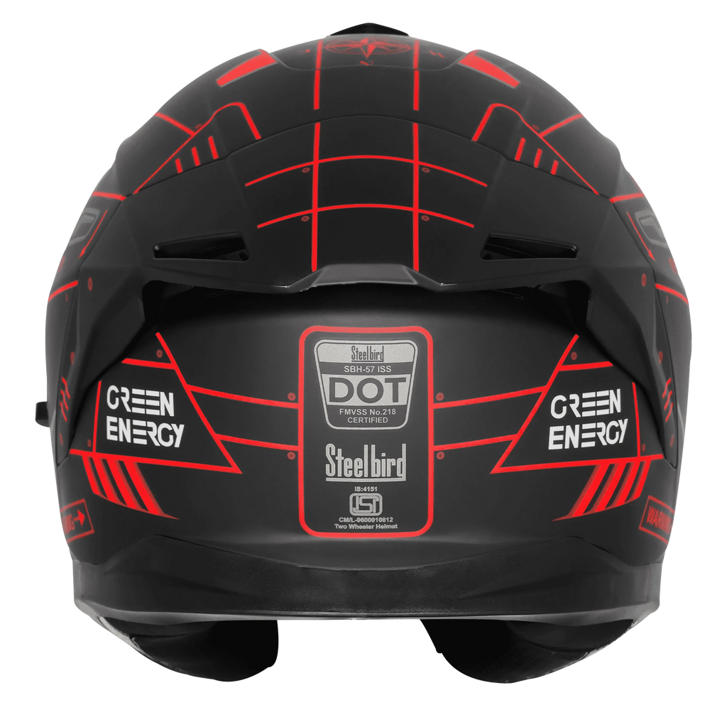 STEELBIRD Sbh 57 Fighter F6 Matt Black Red Full Face Helmet