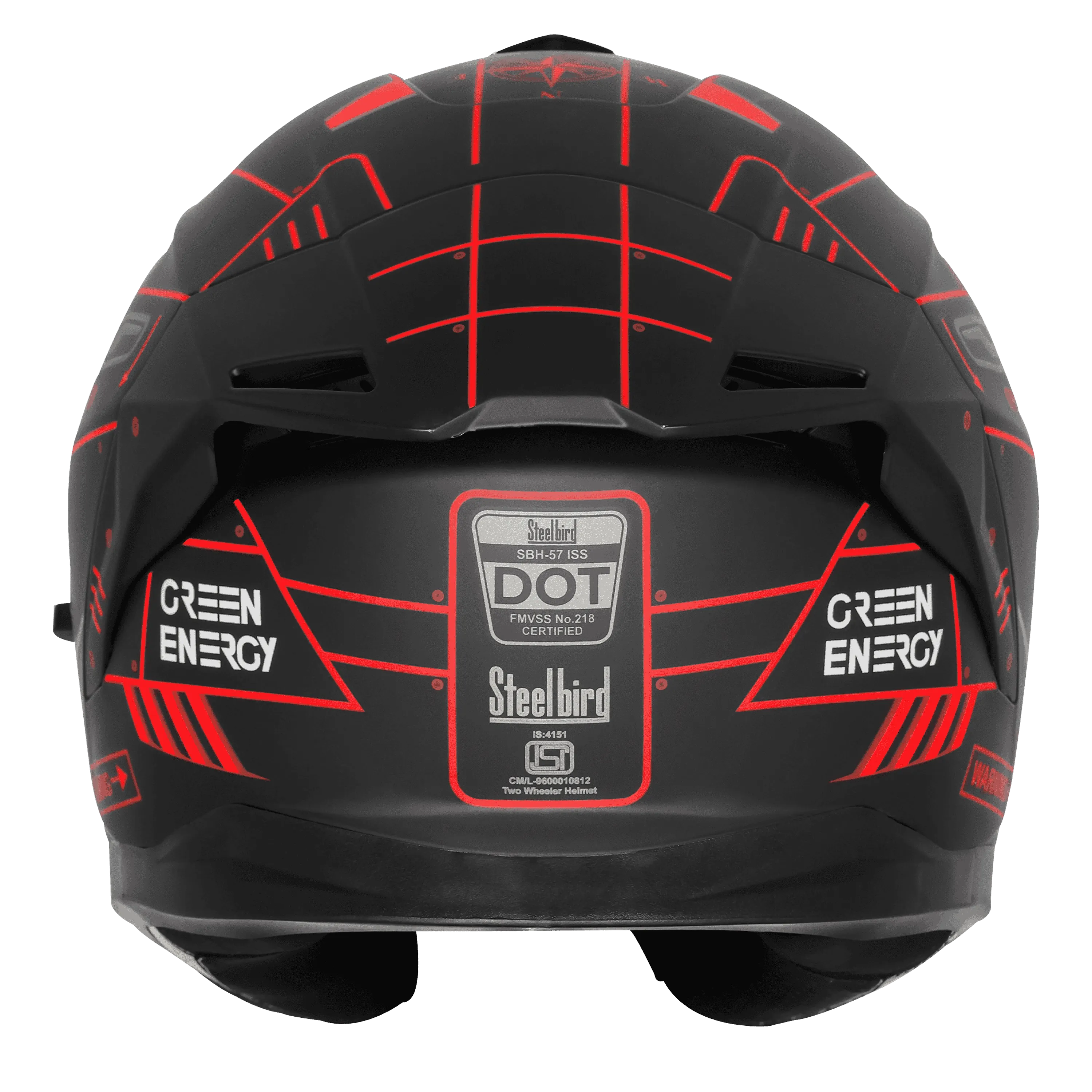 STEELBIRD Sbh 57 Fighter F6 Matt Black Red Full Face Helmet