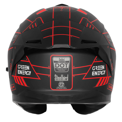 STEELBIRD Sbh 57 Fighter F6 Matt Black Red Full Face Helmet
