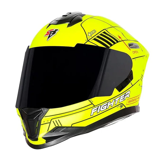 STEELBIRD Sbh 57 Fighter F6 Neon Black Full Face Helmet
