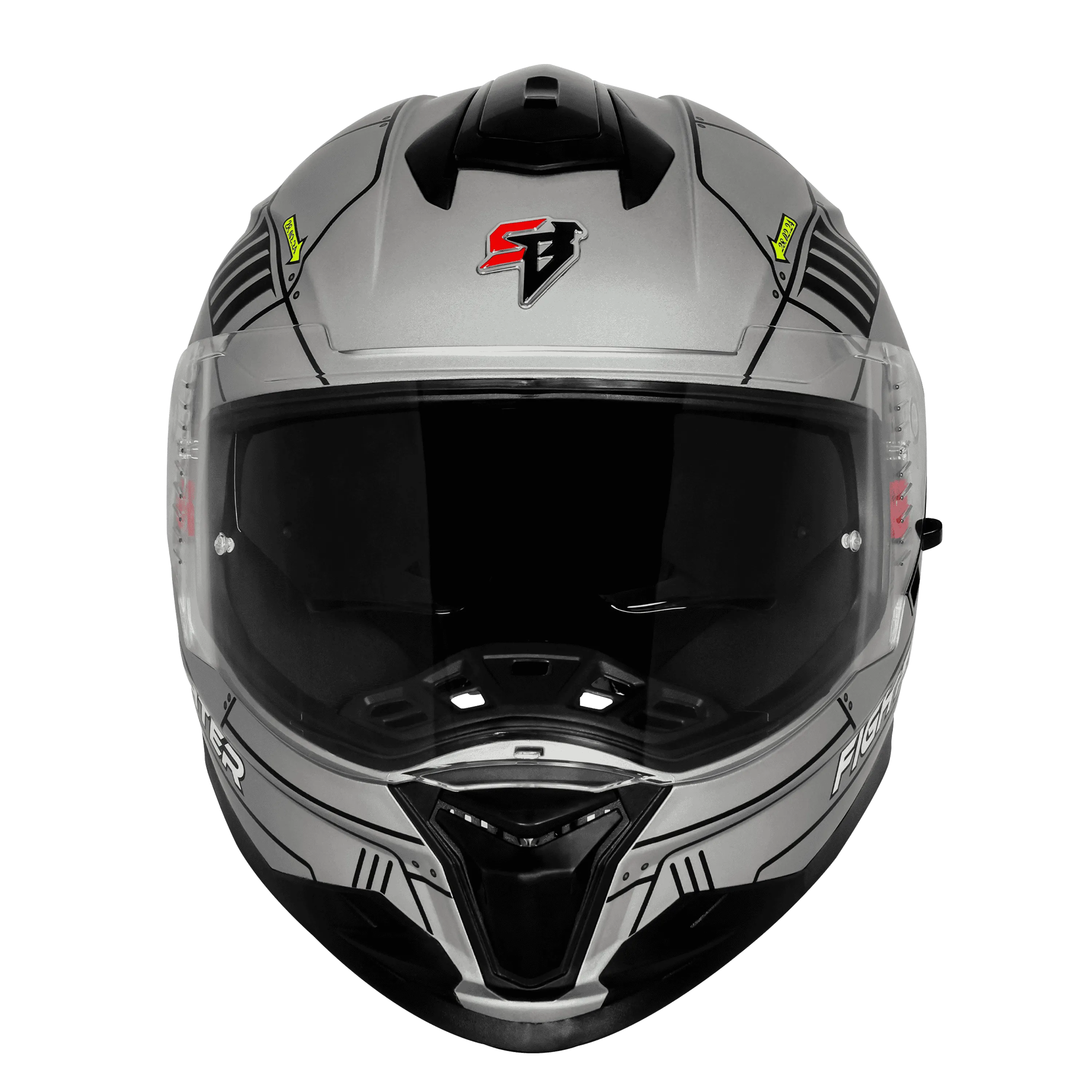 STEELBIRD Sbh 57 Fighter F6 Silver Black Full Face Helmet