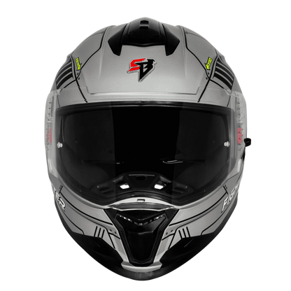 STEELBIRD Sbh 57 Fighter F6 Silver Black Full Face Helmet