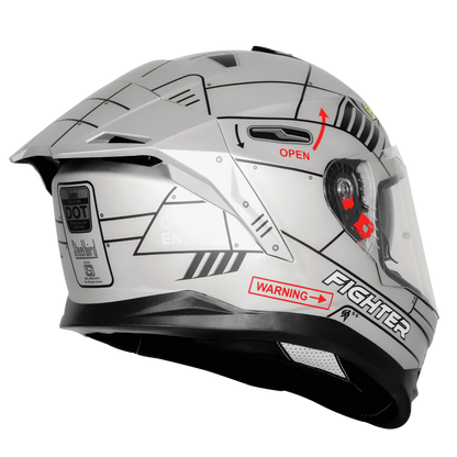 STEELBIRD Sbh 57 Fighter F6 Silver Black Full Face Helmet