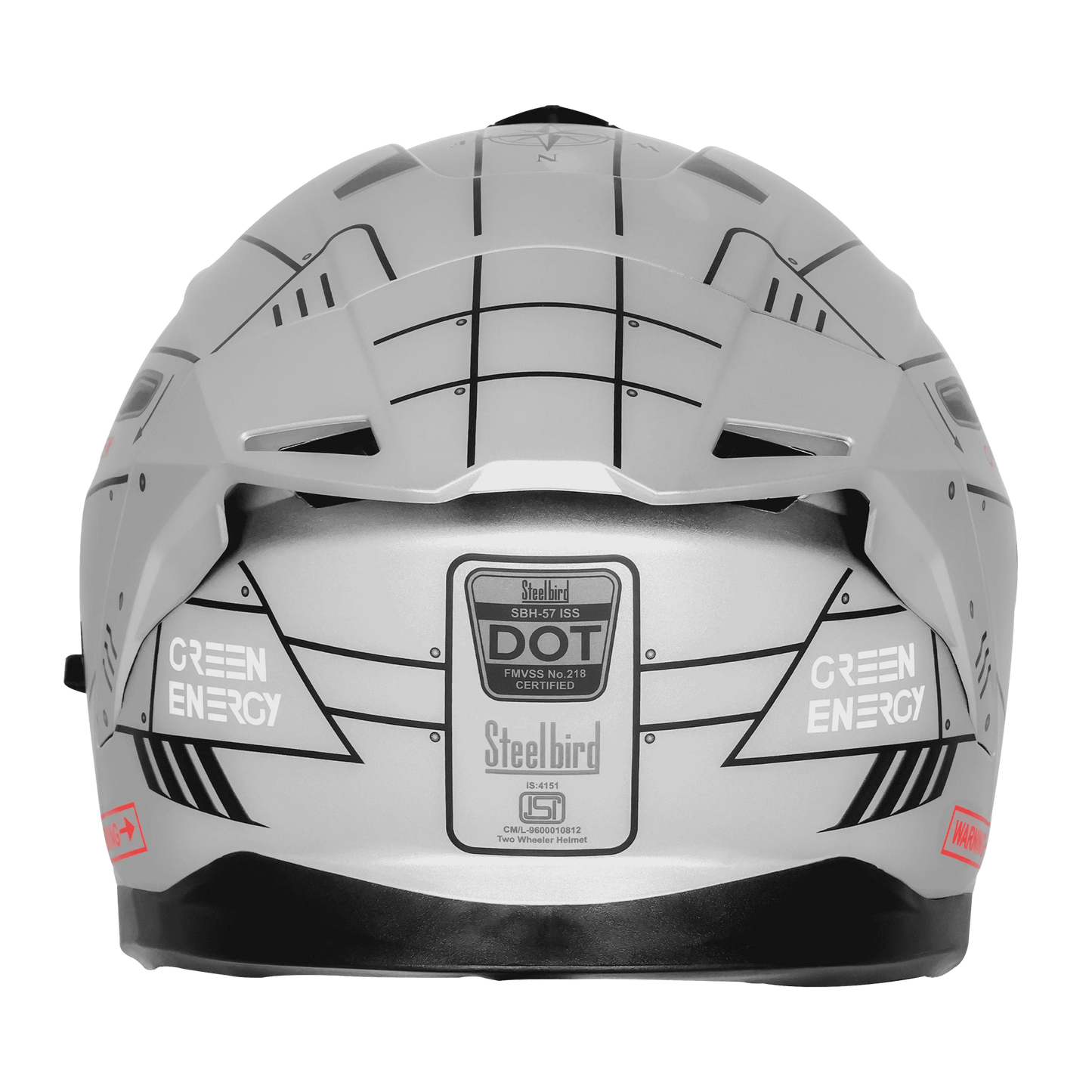 STEELBIRD Sbh 57 Fighter F6 Silver Black Full Face Helmet