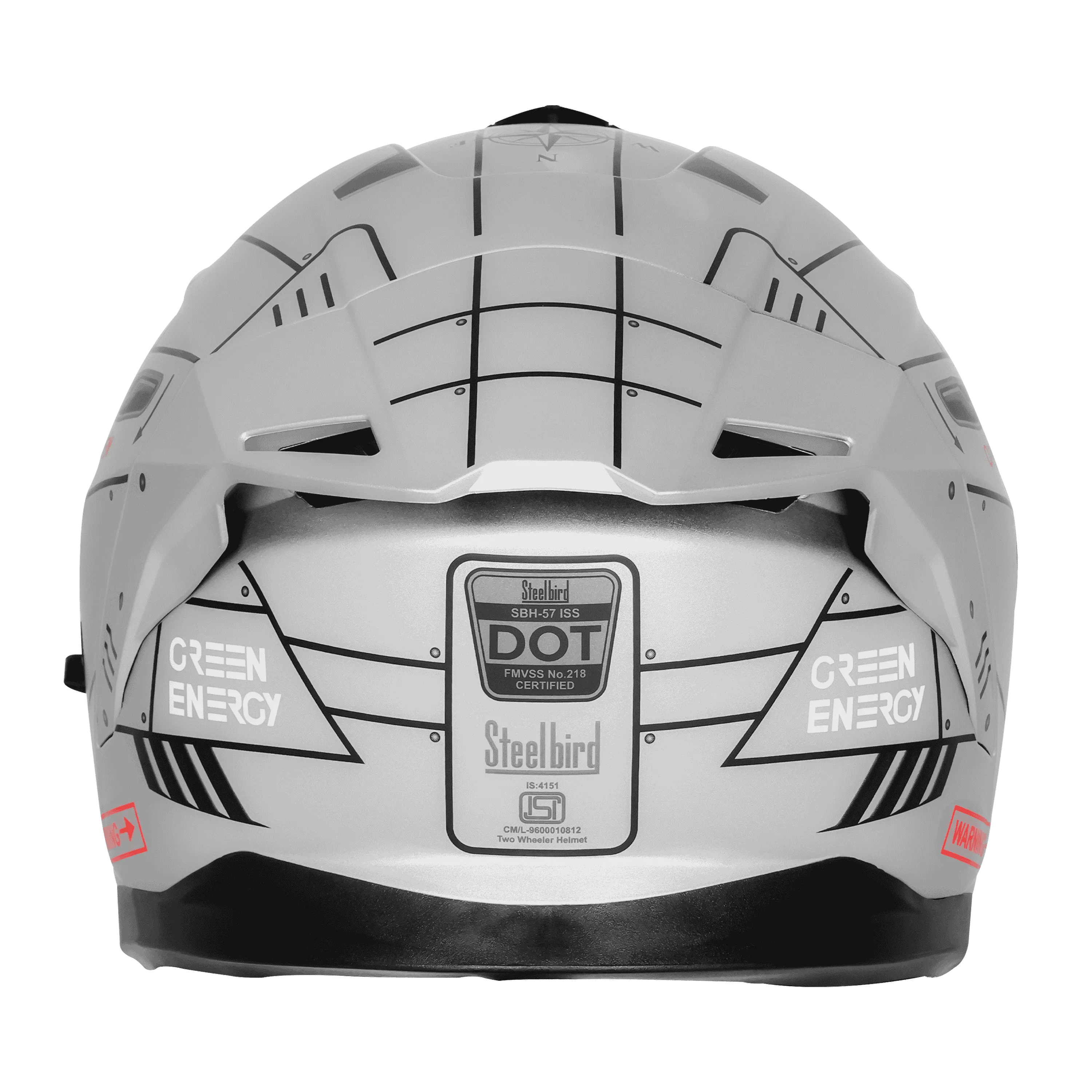 STEELBIRD Sbh 57 Fighter F6 Silver Black Full Face Helmet