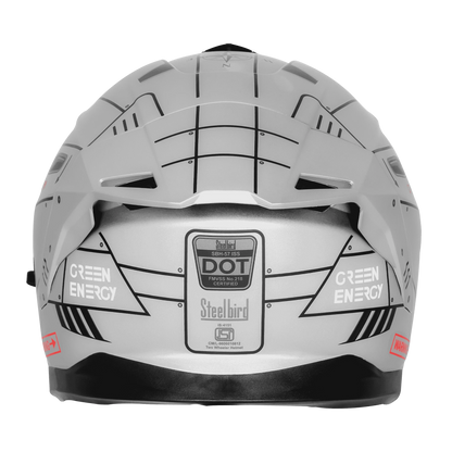 STEELBIRD Sbh 57 Fighter F6 Silver Black Full Face Helmet