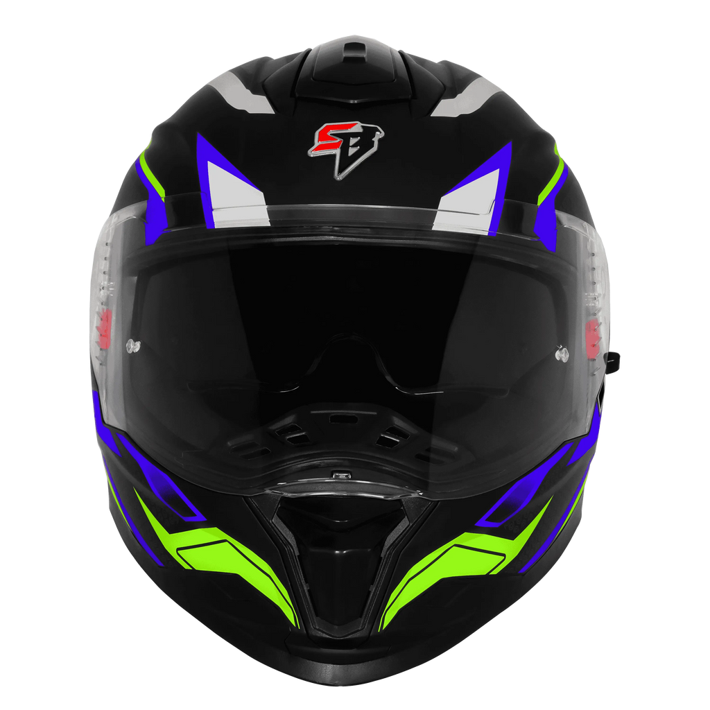 Steelbird Sbh 57 Fighter F7 Black Blue Full Face Helmet