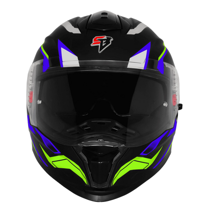 Steelbird Sbh 57 Fighter F7 Black Blue Full Face Helmet