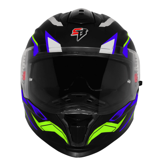 Steelbird Sbh 57 Fighter F7 Black Blue Full Face Helmet
