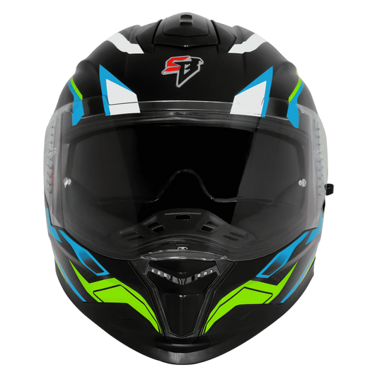 steelbird Sbh 57 Fighter F7 Black Jazz Blue Full Face Helmet