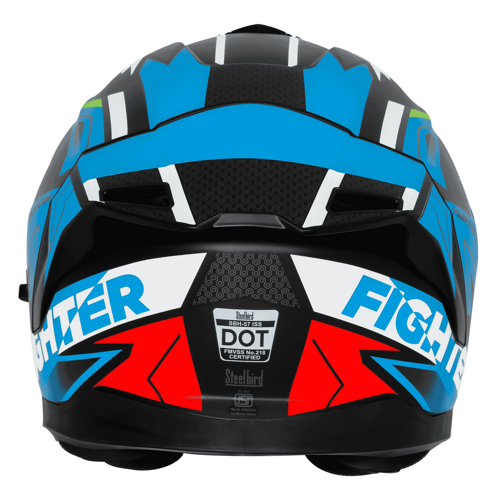 steelbird Sbh 57 Fighter F7 Black Jazz Blue Full Face Helmet
