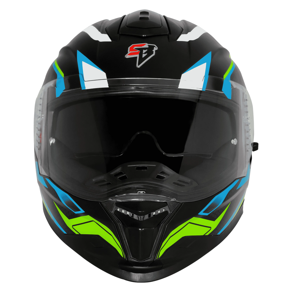 steelbird Sbh 57 Fighter F7 Matt Black Jazz Blue Full Face Helmet