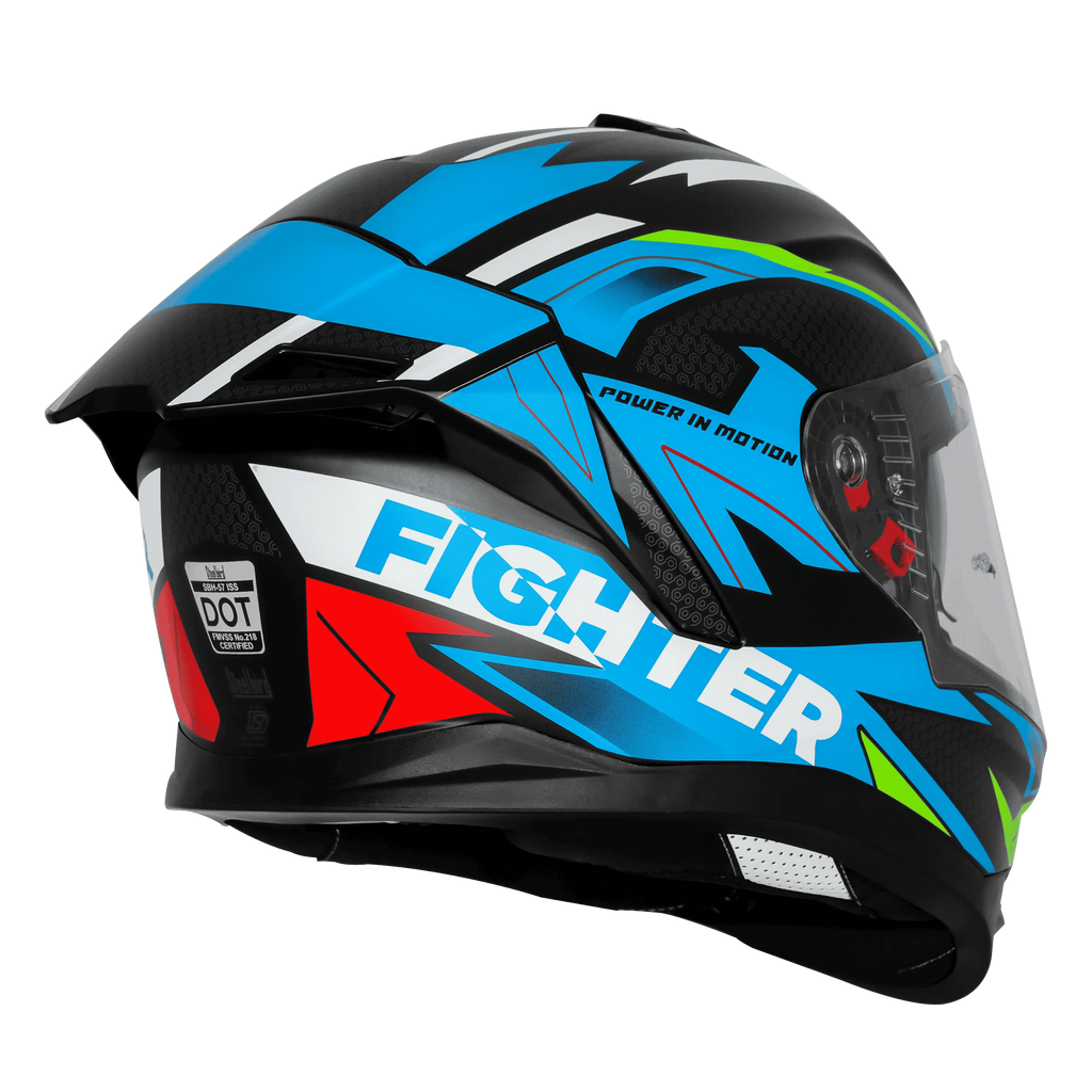 steelbird Sbh 57 Fighter F7 Matt Black Jazz Blue Full Face Helmet