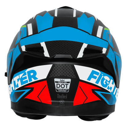 steelbird Sbh 57 Fighter F7 Matt Black Jazz Blue Full Face Helmet