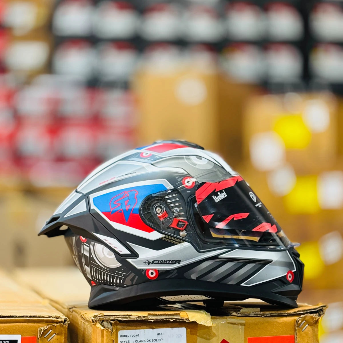 Steelbird Sbh 57 Fighter F8 Black White Full Face Helmet