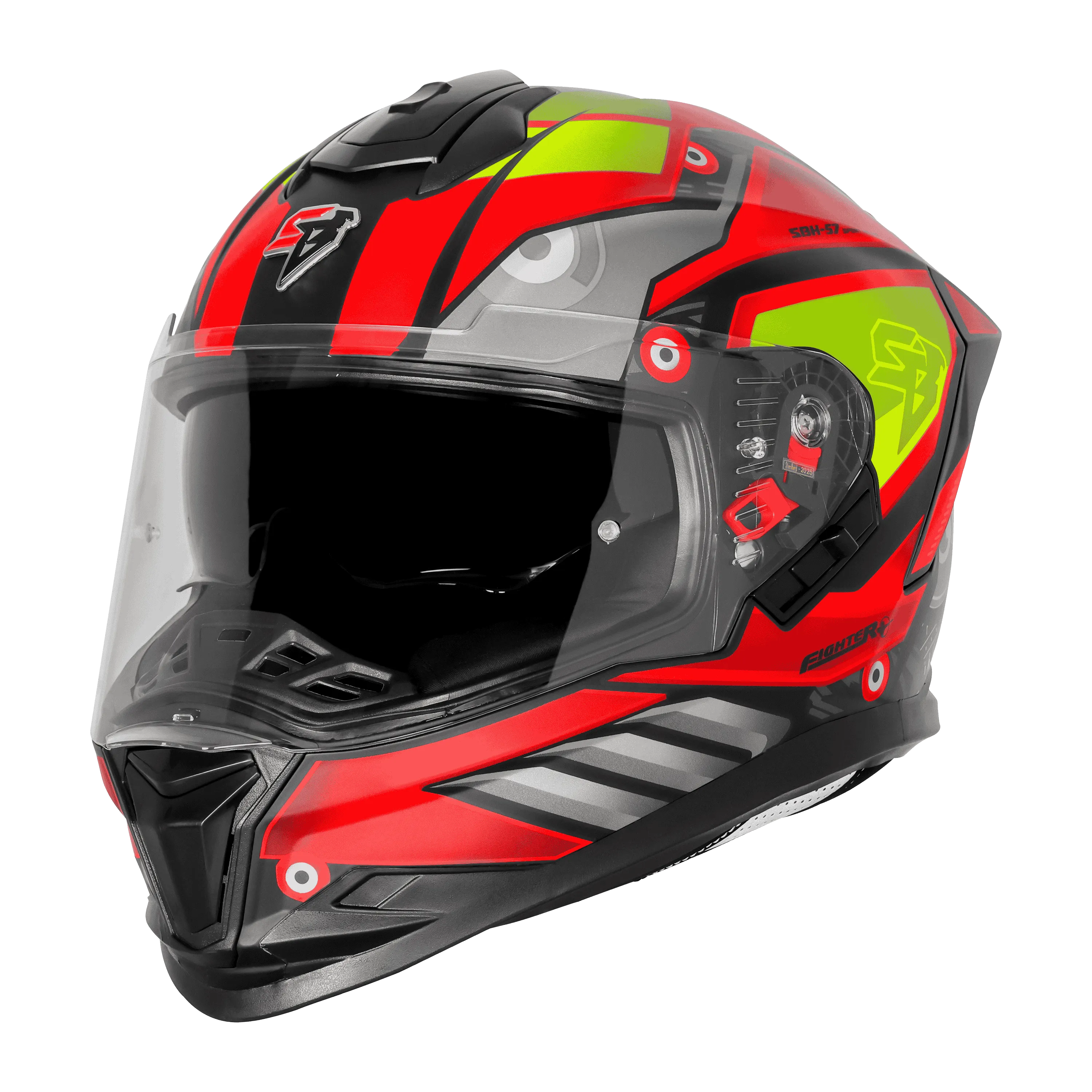 Steelbird Sbh 57 Fighter F8 Matt Black Red Full Face Helmet