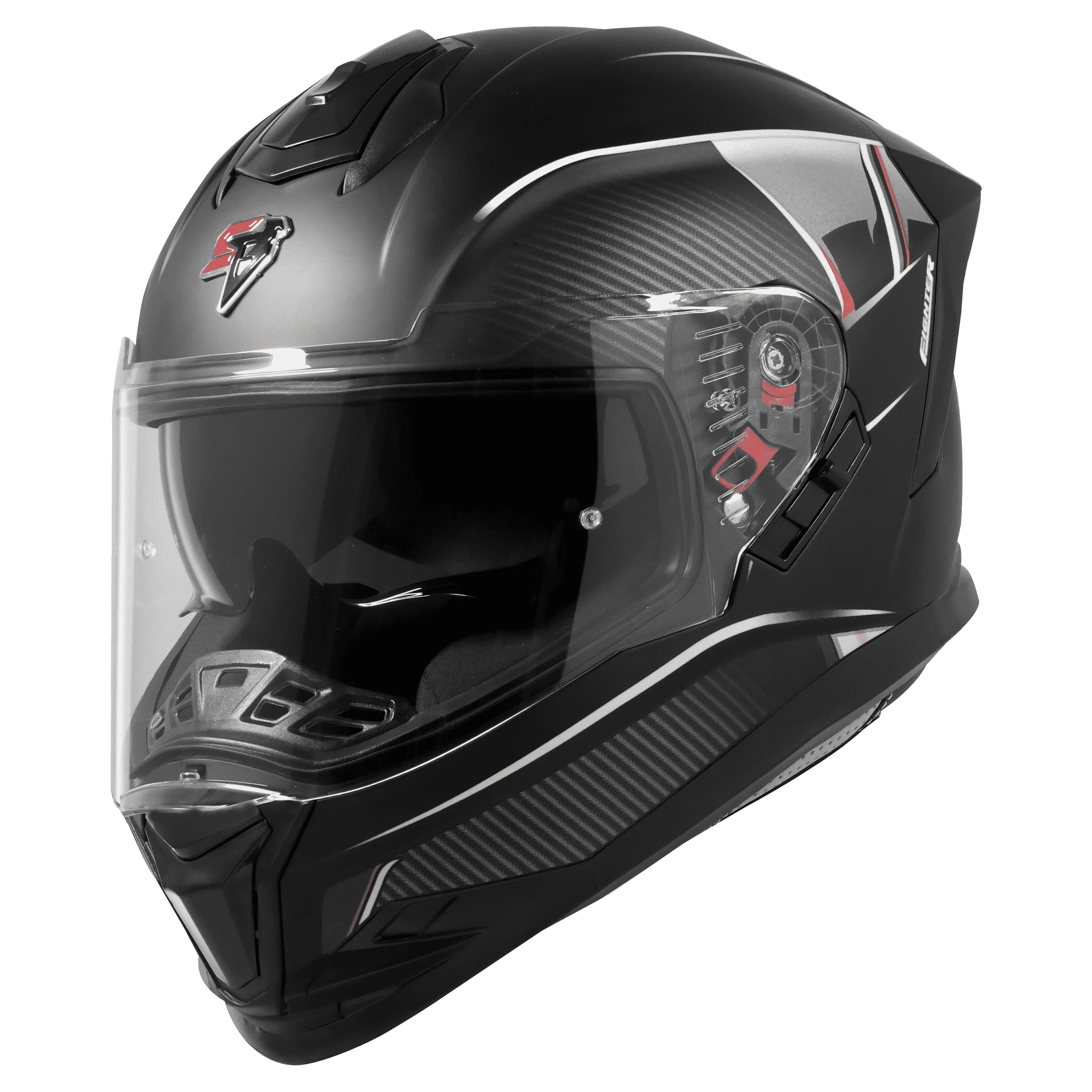 Steelbird Sbh 57 Fighter Matt Black White Full Face Helmet