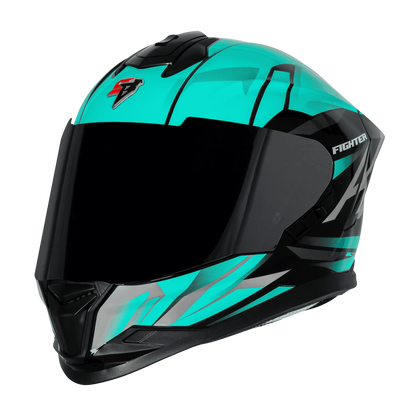 STEELBIRD Sbh 57 Iss Fighter F4 Black Green Full Face Helmet