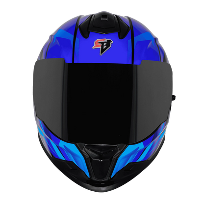 STEELBIRD Sbh 57 Iss Fighter F4 Black Sky Blue Full Face Helmet