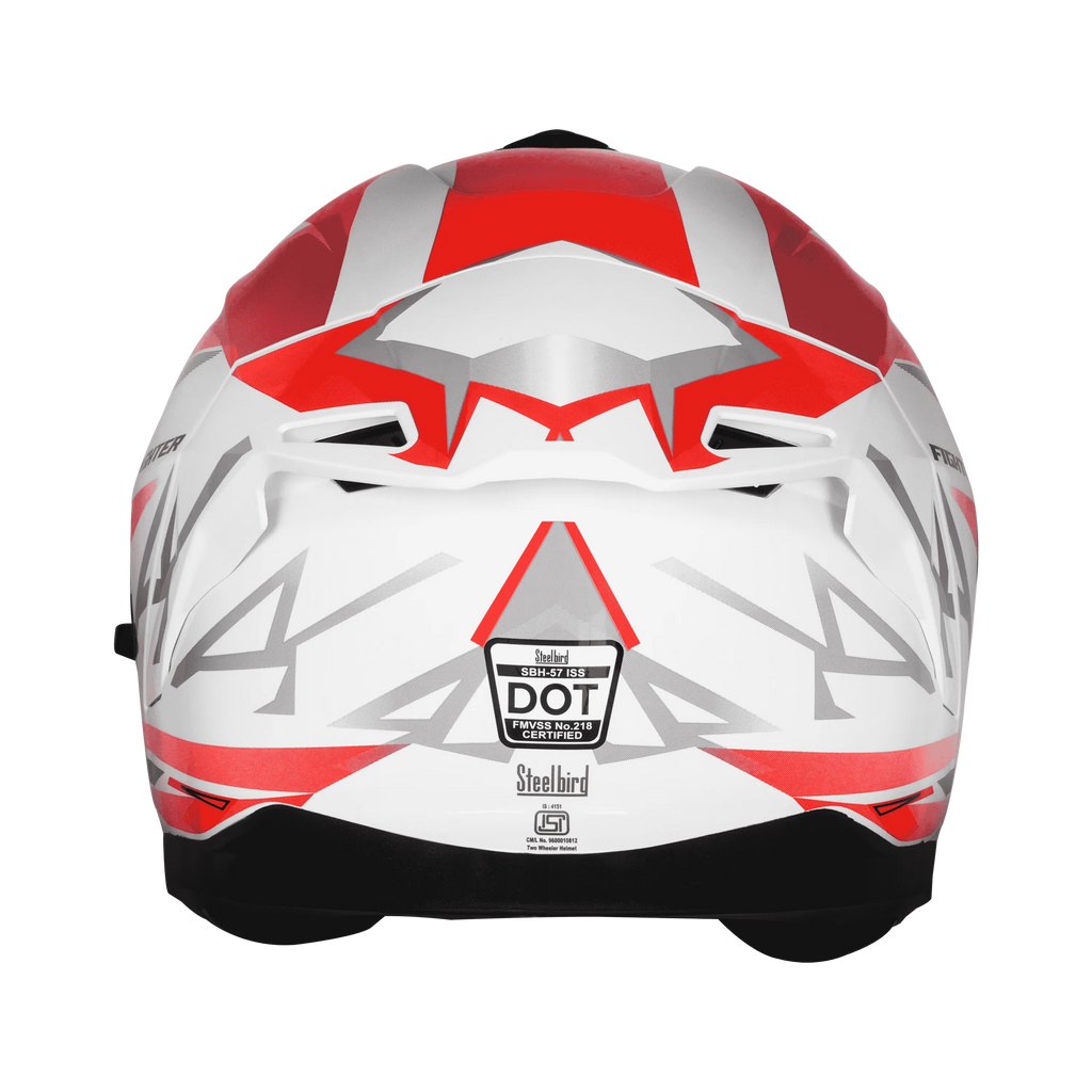 STEELBIRD Sbh 57 Iss Fighter F4 White Green Full Face Helmet