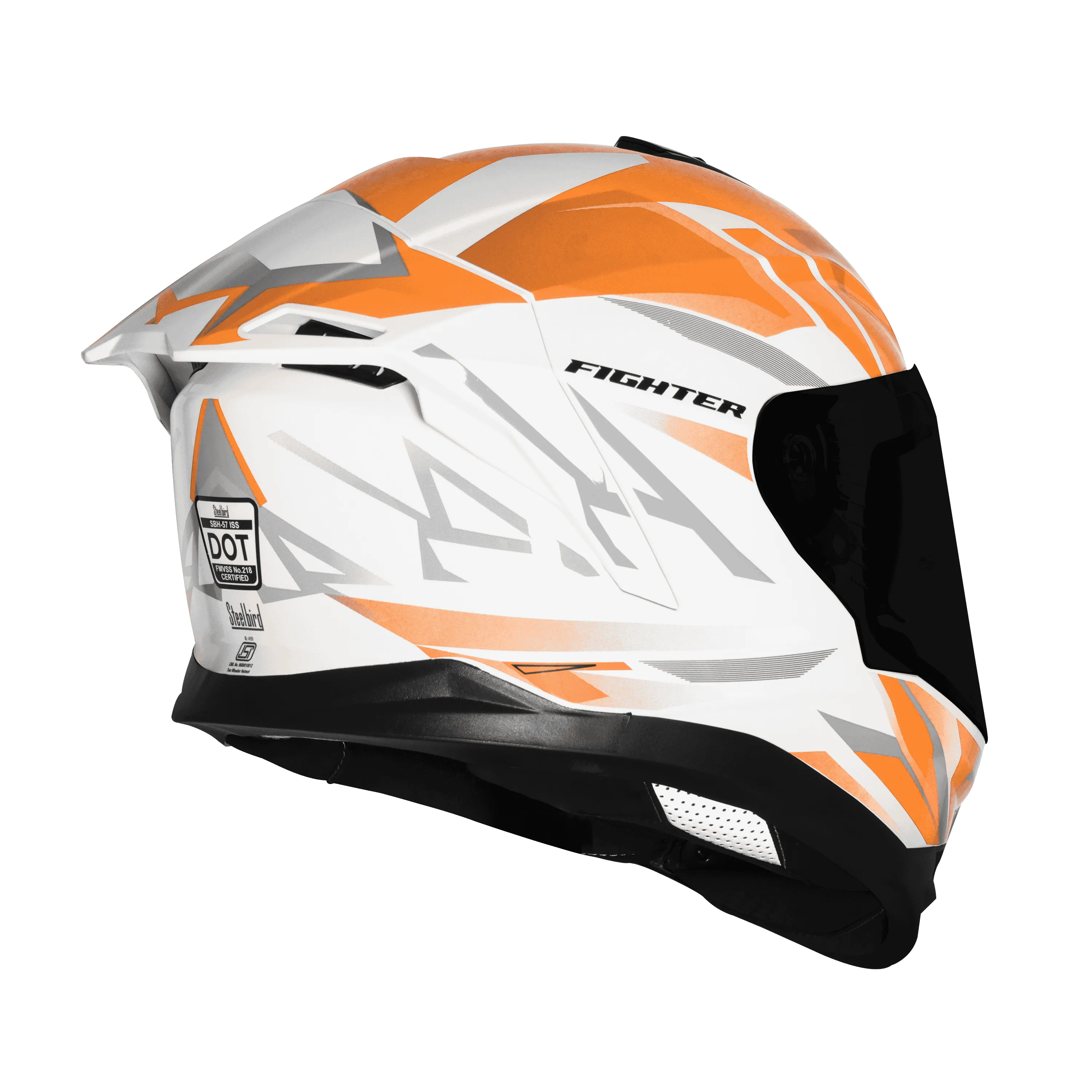 STEELBIRD Sbh 57 Iss Fighter F4 White Orange Full Face Helmet