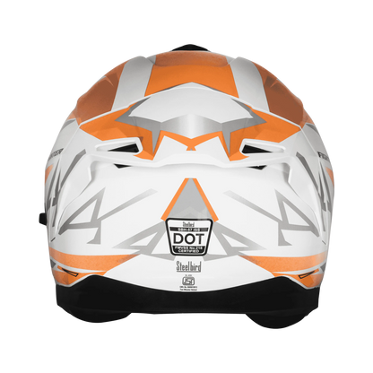 STEELBIRD Sbh 57 Iss Fighter F4 White Orange Full Face Helmet