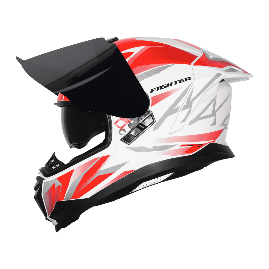 STEELBIRD Sbh 57 Fighter F4 White Red Full Face Helmet