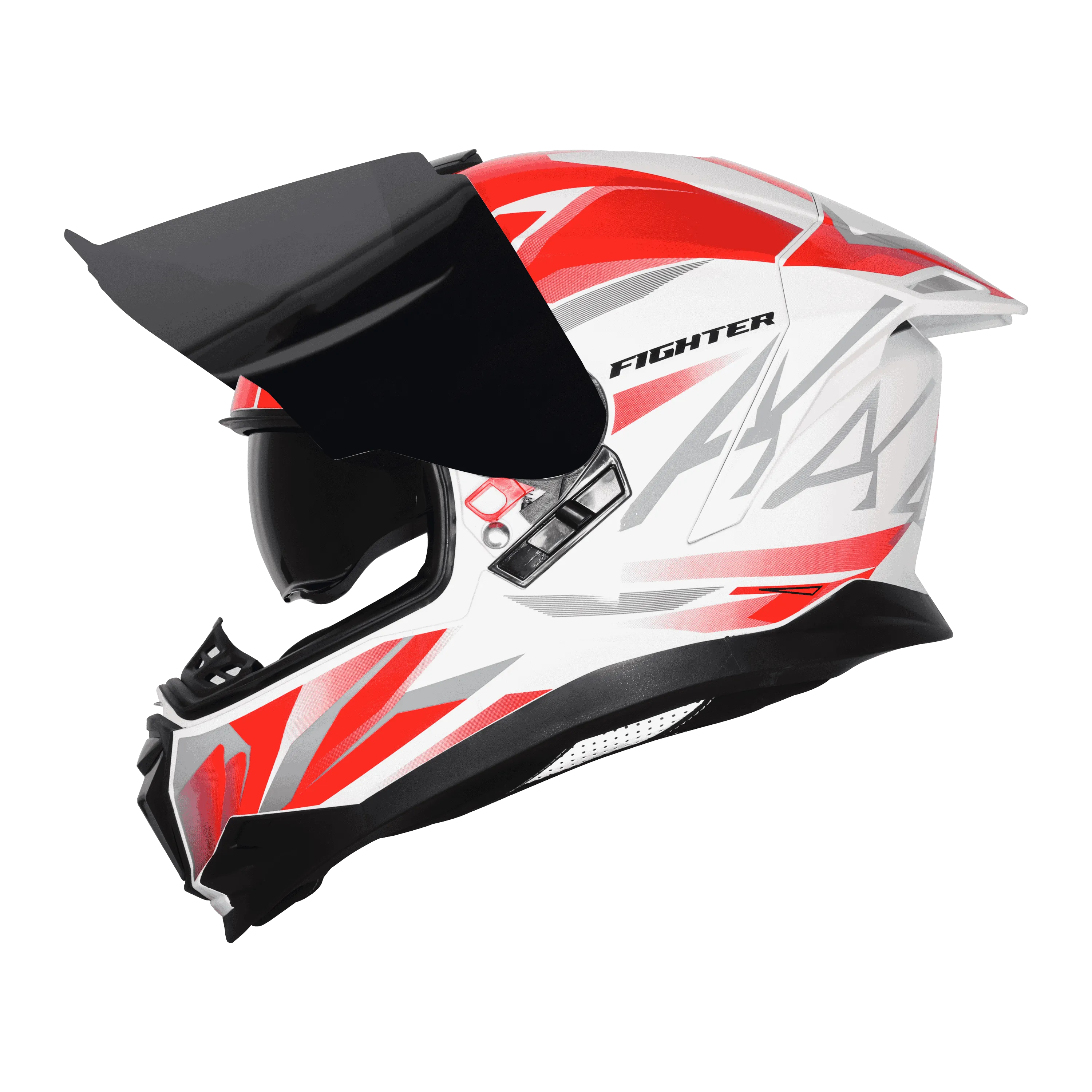 STEELBIRD Sbh 57 Fighter F4 White Red Full Face Helmet