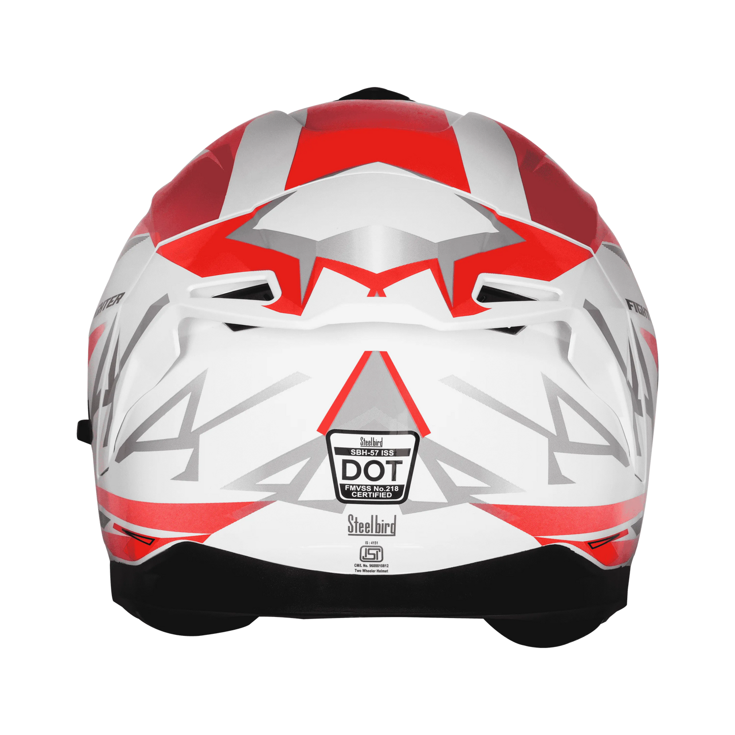 STEELBIRD Sbh 57 Iss Fighter F4 White Red Full Face Helmet