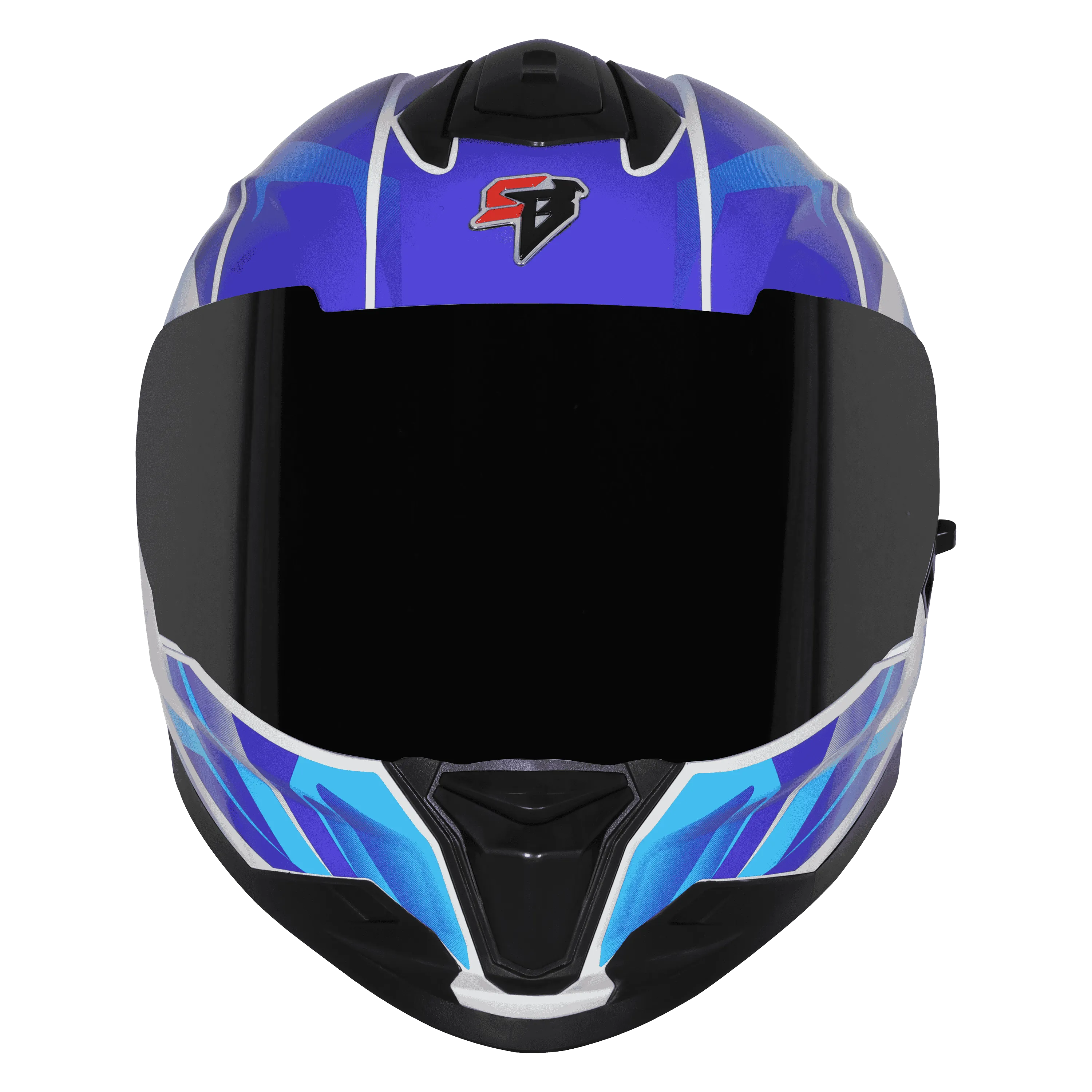STEELBIRD Sbh 57 Iss Fighter F4 White Sky Blue Full Face Helmet