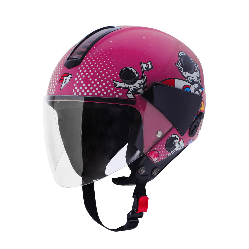 Steelbird Sbh 5 Astronaut Glossy Dark Pink Half Face Helmet