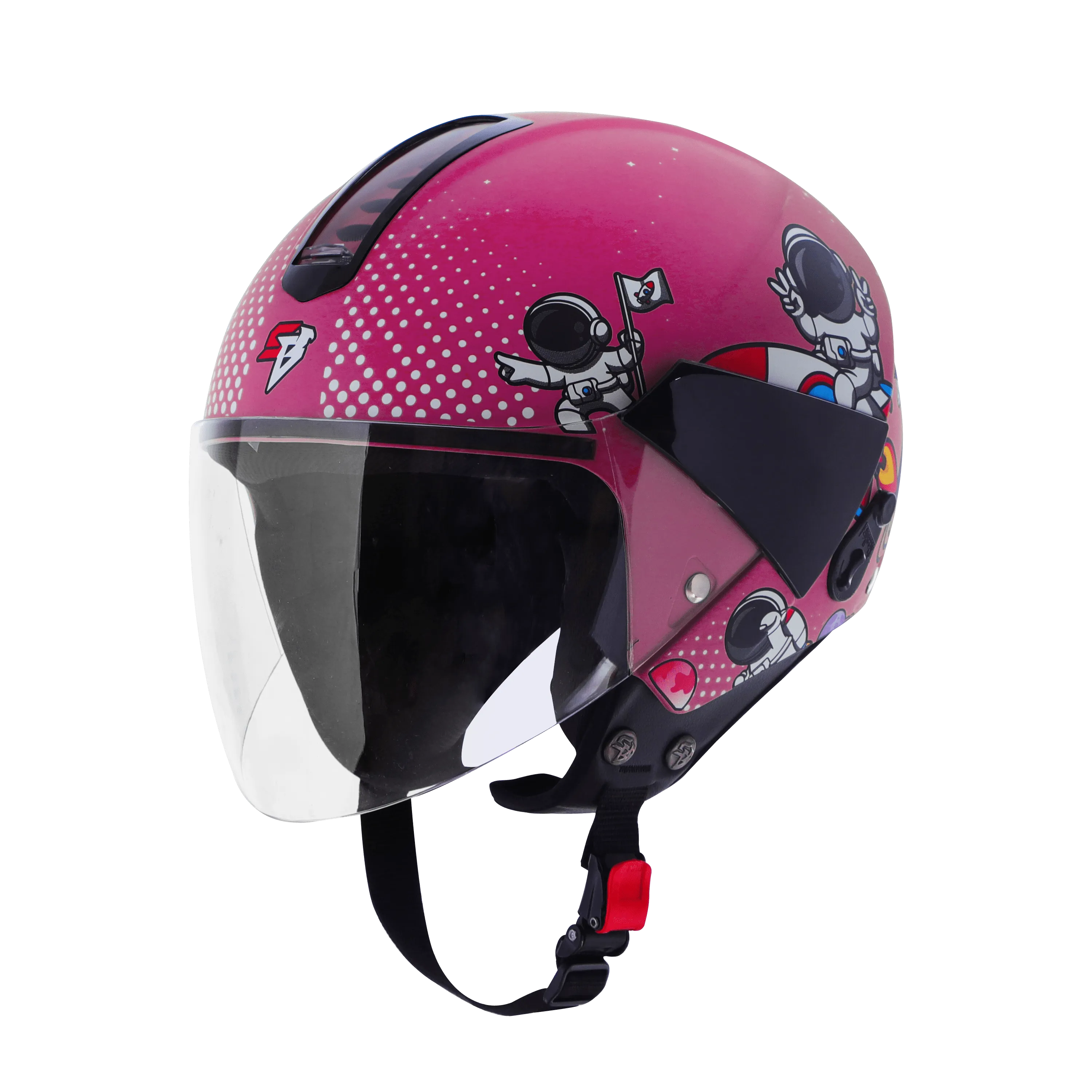 Steelbird Sbh 5 Astronaut Glossy Dark Pink Half Face Helmet