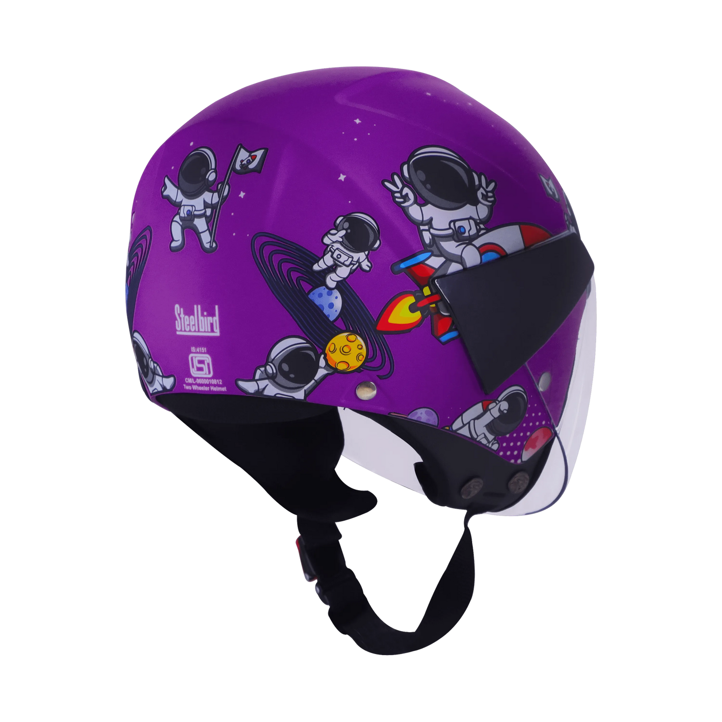 Steelbird Sbh 5 Astronaut Glossy Violet Half Face Helmet