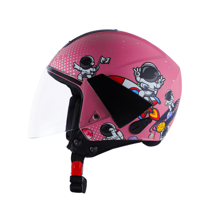 Steelbird Sbh 5 Astronaut Matt Dark Pink Half Face Helmet