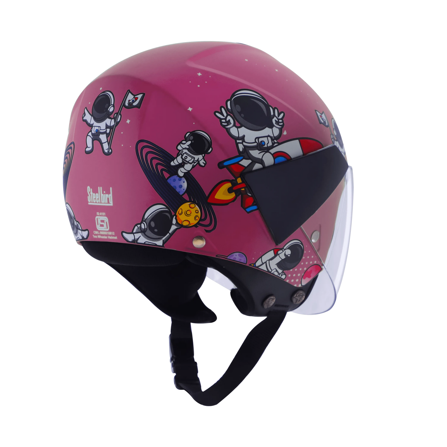 Steelbird Sbh 5 Astronaut Matt Dark Pink Half Face Helmet