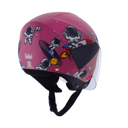 Steelbird Sbh 5 Astronaut Matt Dark Pink Half Face Helmet