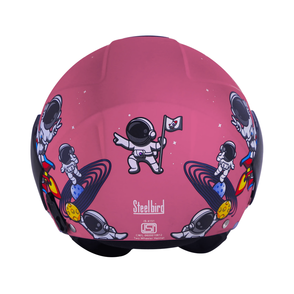 Steelbird Sbh 5 Astronaut Matt Dark Pink Half Face Helmet