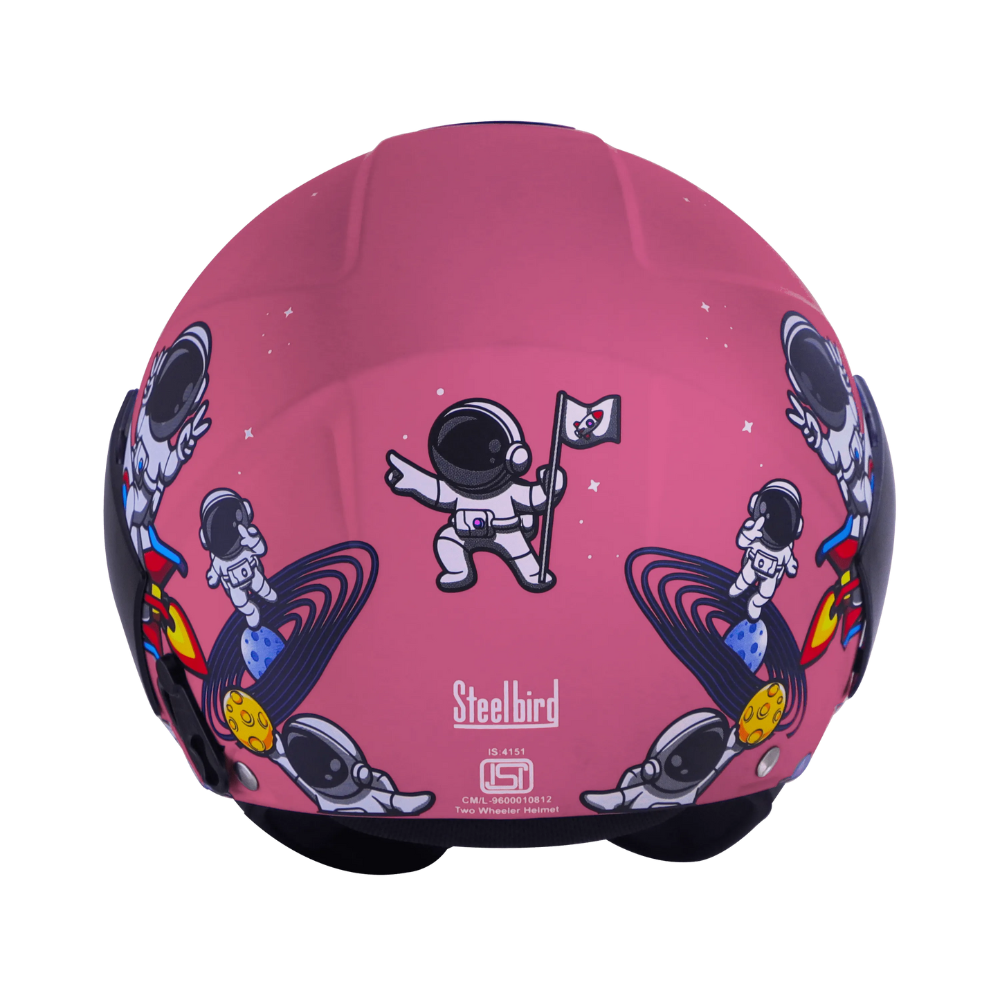 Steelbird Sbh 5 Astronaut Matt Dark Pink Half Face Helmet