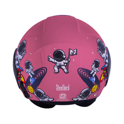 Steelbird Sbh 5 Astronaut Matt Dark Pink Half Face Helmet